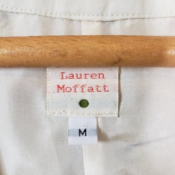 Lauren Moffatt | Silk Floral Print Short Sleeve Blouse Size Medium - Picture 2 of 7